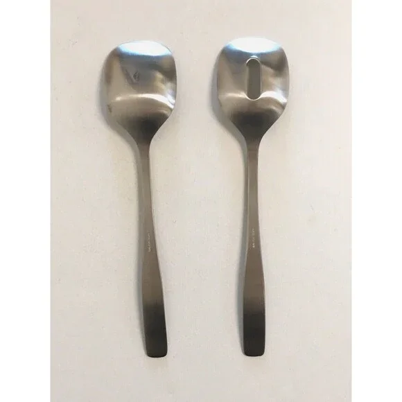 New A di Alessi 2 pc Salad Set Serving Spoons by Jasper Morrison 2004 Flatware